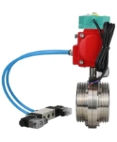 Затвор дисковый поворотный DN.ru WBV3131E-2W-T-H Ду50 Ру10 резьбовой, корпус - пищевая нержавеющая сталь 304, уплотнение - EPDM, с пневмоприводом PA-SA-065, пневмораспределителем 4V320-08 AC220V и магнитным переключателем ALS200D
