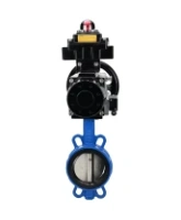 Затвор дисковый поворотный DN.ru WBV1413E-2W-Fb-H Ду150 Ру16, корпус - чугун GGG50, диск - чугун GGG40, уплотнение - EPDM, с пневмоприводом DN.ru PA-DA-105-1 двойного действия, пневмораспределителем 4M310-08 AC220V, БКВ APL-410N EX