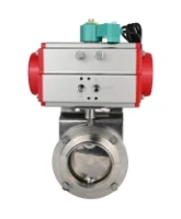 Затвор дисковый поворотный DN.ru WBV3131E-2W-W-H Ду50 Ру10 под приварку, корпус - пищевая нержавеющая сталь 304, уплотнение - EPDM, с пневмоприводом PA-SA-065 и магнитным переключателем ALS200D