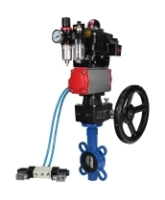 Затвор дисковый поворотный DN.ru WBV1413E-2W-Fb-H Ду150 Ру16, корпус - чугун GGG50, диск - чугун GGG40, EPDM, с пневмоприводом PA-DA-105, с пневмораспределителем 4V320-08 AC220V, с БКВ APL-410N EX, с ручным дублером MON3-700-T38-ISO, с БПВ AFC2000