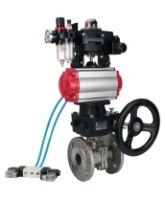 Кран шаровой DN.ru BV3232P(2pc)-FP-F-ISO-H Ду80 Ру16, фланцевый, полнопроходной, нержавеющая сталь SS316, PTFE, с пневмоприводом PA-DA-083, пневмораспределителем 4V320-08 AC220V, БКВ APL-410N Ex, ручным дублером MON2-450-T28-ISO, БПВ AFC2000