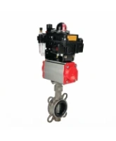 Затвор дисковый поворотный DN.ru WBV3232V-2W-Fb-H Ду100 Ру16, корпус - нержавеющая сталь 316L, диск - нержавеющая сталь 316L, уплотнение - VITON, с пневмоприводом PA-SA-130, пневмораспределителем 4M310-08 AC220V, БКВ APL-410N EX и БПВ AFC2000