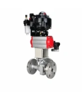Кран шаровой DN.ru BV3232P(2pc)-FP-3WL-F-ISO-H Ду20 Ру16 HYMT трехходовой L-тип, полнопроходной, фланцевый, корпус - нержавеющая сталь AISI316, с пневмоприводом PA-DA-052, пневмораспределителем 4M320-08 AC220V, БКВ APL-510N EX и БПВ AFC2000