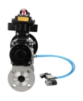Кран шаровой DN.ru BV3131P(3pc)-FP-F-ISO-H Ду100 Ру16 полнопроходной трехсоставной, фланцевый, нержавеющая сталь 304, PTFE, 22х22, F10, WDVF, с пневмоприводом PA-DA-105-1, пневмораспределителем 4V320-08 AC220V, БКВ APL-410N EX и БПВ AFC2000