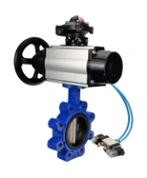 Затвор дисковый поворотный DN.ru WBV1616E-2W-Fb-H Ду125 Ру16 LUG корпус - чугун QT450, диск - чугун QT450, уплотнение - EPDM, с пневмоприводом DN.ru PA-DA-105-1, пневмораспределителем 4V320-08 AC220V и БКВ APL-210N