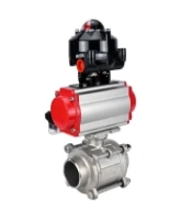 Кран шаровой DN.ru BV3232P(3pc)-FP-W-ISO-H WDVF Ду40 Ру40 полнопроходной, трехсоставной, корпус - нержавеющая сталь 316, уплотнение - PTFE, под приварку, с пневмоприводом PA-SA-105, пневмораспределителем 4M310-08 DC24V, БКВ APL-510N EX