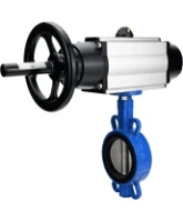 Затвор дисковый поворотный DN.ru WBV1432N-2W-Fb-H Ду125 Ру16, межфланцевый, корпус - чугун GGG50, диск - нержавеющая сталь 316L, уплотнение - NBR, с пневмоприводом DN.ru PA-DA-105-1