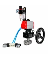 Кран шаровой DN.ru BV3232P(4pc)-SP-3WT-T-ISO-H WDVF Ду25 Ру63 стандартнопроходной, 3-ходовой Т-тип, внутренняя резьба, с пневмоприводом PA-DA-065, пневмораспределителем 4V320-08 AC220V, БПВ AFC2000 и ручным дублером MON1-250-T26-ISO