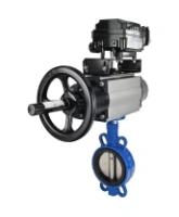 Затвор дисковый поворотный DN.ru WBV1413E-2W-Fb-H Ду150 Ру16, корпус - чугун GGG50, диск - чугун GGG40, уплотнение - EPDM, с пневмоприводом DN.ru PA-DA-105-1 двойного действия и с электропневматическим поворотным позиционером YT-1000RSN без обратной связи
