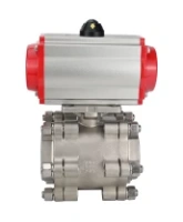 Кран шаровой DN.ru BV3232P(3pc)-FP-SW-ISO-H Ду65 Ру63 полнопроходной, корпус - нержавеющая сталь SS316, под приварку, с пневмоприводом PA-SA-130, пневмораспределителем 4M310-08 AC220V