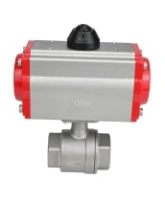 Кран шаровой DN.ru BV3232P(2pc)-FP-T-ISO-H Ду80 Ру40 полнопроходной двухходовой, нержавеющая сталь 316, внутренняя резьба, уплотнение - PTFE, с пневмоприводом с возвратными пружинами PA-SA-130