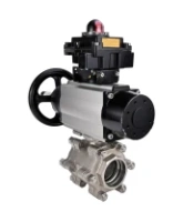 Кран шаровой DN.ru BV3232P(3pc)-FP-SW-ISO-H Ду100 Ру63 полнопроходной, корпус - нержавеющая сталь SS316, под приварку, с пневмоприводом PA-DA-105-1, пневмораспределителем 4M310-08 AC220V, БКВ APL-410N EX