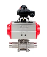 Кран шаровой DN.ru BV3232P(3pc)-FP-W-ISO-H LONG Ду65 Ру25 полнопроходной, корпус - нержавеющая сталь 316, уплотнение - PTFE, под приварку, с пневмоприводом DN.ru PA-DA-083 и БКВ APL-210N
