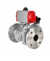 Кран шаровой DN.ru BV3232P(2pc)-FP-3WL-F-ISO-H Ду20 Ру16 HYMT трехходовой L-тип, полнопроходной, фланцевый, корпус - нержавеющая сталь AISI316, с пневмоприводом PA-DA-052 и пневмораспределителем 4M320-08 AC220V