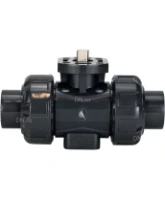 Кран шаровой DN.ru BV4242E-FP-GRM-ISO Дн50 Ру10 полнопроходной, клеевой с разборным муфтовым соединением, корпус - UPVC (НПВХ), шар - UPVC (НПВХ), уплотнение - EPDM, с ISO-фланцем и голым штоком квадратным
