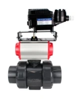 Кран шаровой DN.ru BV4242E-FP-GRM-ISO Дн50 Ру10 полнопроходной, корпус - НПВХ, шар - НПВХ, уплотнение - EPDM, с пневмоприводом PA-SA-065 и пневмопозиционером YT-1000RSN без обратной связи