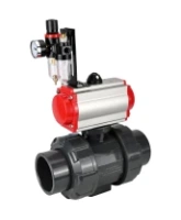 Кран шаровой DN.ru BV4242E-FP-GRM-ISO Дн50 Ру10 полнопроходной, корпус - НПВХ, шар - НПВХ, уплотнение - EPDM, с пневмоприводом PA-DA-052, пневмораспределителем 4V320-10 AC220V и БПВ AFC2000