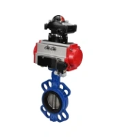 Затвор дисковый поворотный DN.ru WBV1413E-2W-Fb-H Ду100 Ру16, корпус - чугун GGG50, диск - чугун GGG40, уплотнение - EPDM, с пневмоприводом DN.ru PA-DA-083 двойного действия, с пневмораспределителем 4V320-08 AC220V, с БКВ APL-210N