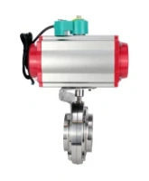 Затвор дисковый поворотный DN.ru WBV3131S-2W-W-H Ду80 Ру10 под приварку, пищевая нержавеющая сталь 304, уплотнение - Silicon, с пневмоприводом PA-DA-052, пневмораспределителем 4M310-08 AC220V и магнитным переключателем ALS200D