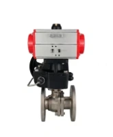 Кран шаровой DN.ru BV3232P(2pc)-FP-F-ISO-H Ду80 Ру16 полнопроходной двухходовой, нержавеющая сталь 316, фланцевый, уплотнение - PTFE, с пневмоприводом PA-DA-083 и ручным дублером MON2-450-T28-ISO