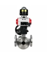 Кран шаровой DN.ru BV3232P(2pc)-FP-3WL-F-ISO-H Ду20 Ру16 HYMT, трехходовой L-тип, полнопроходной, фланцевый, корпус - нержав.сталь SS316, с пн.приводом PA-DA-052, пн.распределителем 4M310-08 AC220V, ручным дублером MON1-250-T26-ISO и БКВ APL-510N EX