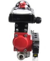 Кран шаровой DN.ru BV3232P(4pc)-SP-3WL-T-ISO-H Ду15 Ру63 стандартнопроходной трехходовой L-тип, нерж. сталь SS316, внутренняя резьба, уплотнение - PTFE, пн.приводом PA-DA-052, пн.распределителем 4M310-08 AC220V и БКВ APL-210N