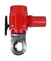 Затвор дисковый поворотный DN.ru WBV3131E-2W-T-H Ду50 Ру10 резьбовой, корпус - пищевая нержавеющая сталь 304, уплотнение - EPDM, с электроприводом QT-EX-005M-O2-220VAC-У1 с моментной муфтой и штурвалом