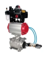 Кран шаровой DN.ru BV3232P(3pc)-FP-W-ISO-H WDVF Ду40 Ру40 полнопроходной, трехсоставной, корпус - нержавеющая сталь 316, уплотнение - PTFE, под приварку, с пневмоприводом PA-SA-105, пневмораспределителем 4V320-08 AC220V, БКВ APL-410N EX, БПВ AFC2000