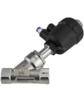 Клапан отсечной пневматический DN.ru VSP3241P-T-1PNC 3/4″ Ду20 Ру25, корпус - нержавеющая сталь SS316, резьбовой, Y-образный, корпус привода - пластик