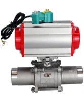Кран шаровой DN.ru BV3232P(3pc)-FP-W-ISO-H LONG Ду80 Ру25 полнопроходной, корпус - нержавеющая сталь 316, уплотнение - PTFE, под приварку, с пневмоприводом PA-DA-083, пневмораспределителем 4M310-08 AC220V и магнитным переключателем ALS200D