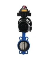 Затвор дисковый поворотный DN.ru WBV1413E-2W-Fb-H Ду150 Ру16, корпус - чугун GGG50, диск - чугун GGG40, уплотнение - EPDM, с пневмоприводом DN.ru PA-DA-105-1 двойного действия, пневмораспределителем 4M310-08 AC220V, БКВ APL-410N EX, БПВ AFC2000