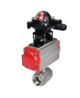 Кран шаровой DN.ru BV3232P(2pc)-FP-T-ISO-H 3“ Ду80 Ру40 полнопроходной двухходовой, нержавеющая сталь SS316, внутренняя резьба, уплотнение - PTFE, с пневмоприводом с возвратными пружинами DN.ru PA-SA-130 и БКВ APL-410N EX