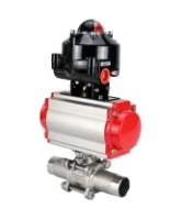 Кран шаровой DN.ru BV3232P(3pc)-FP-W-ISO-H LONG Ду80 Ру25 полнопроходной, корпус - нержавеющая сталь 316, уплотнение - PTFE, под приварку, с пневмоприводом DN.ru PA-SA-130, пневмораспределителем 4M310-08 AC220V и БКВ APL-510N EX