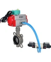Затвор дисковый поворотный DN.ru WBV3131V-2W-Fb-H Ду50 Ру16 межфланцевый, корпус - нержавеющая сталь 304, диск - нержавеющая сталь 304, VITON, с пневмоприводом PA-SA-083, пневмораспределителем 4V320-08 AC220V и магнитным переключателем ALS200D