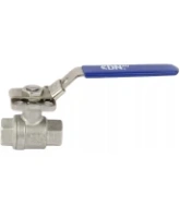 Кран шаровой DN.ru BV3232P(2pc)-FP-T-ISO-H Ду10 Ру63 полнопроходной двухходовой, нержавеющая сталь 316, внутренняя резьба, уплотнение - PTFE, с ISO-фланцем и рукояткой, 9х9, F03/F04