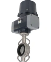 Затвор дисковый поворотный DN.ru WBV3131E-2W-Fb-H Ду80 Ру16 межфланцевый, корпус - нержавеющая сталь 304, диск - нержавеющая сталь 304, уплотнение - EPDM, с электроприводом четвертьоборотным DN.ru QTSA-N-005EM-O0-220VAC с пружинным возвратом