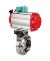 Затвор дисковый поворотный DN.ru WBV3131S-2W-W-H Ду80 Ру10 под приварку, пищевая нержавеющая сталь 304, уплотнение - Silicon, с пневмоприводом PA-DA-052 и магнитным переключателем ALS200D