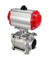 Кран шаровой DN.ru BV3232P(3pc)-FP-W-ISO-H WDVF Ду15 Ру63 полнопроходной, трехсоставной, корпус - нержавеющая сталь 316, уплотнение - PTFE, под приварку, с пневмоприводом PA-DA-052