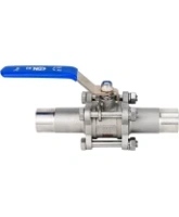 Кран шаровой DN.ru BV3232P(3pc)-FP-W-H LONG Ду125 Ру16 полнопроходной, трехсоставной, корпус - нержавеющая сталь SS316, уплотнение - PTFE, под приварку, с рукояткой