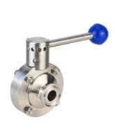 Затвор дисковый поворотный кламповый DN.ru WBV3131E-2W-C-H Ду40 Ру10 корпус - пищевая нержавеющая сталь 304, уплотнение – EPDM, присоединение - кламп (clamp), с рукояткой