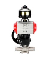 Кран шаровой DN.ru BV3232P(3pc)-FP-W-ISO-H LONG Ду65 Ру25 полнопроходной, корпус - нержавеющая сталь 316, уплотнение - PTFE, под приварку, с пневмоприводом DN.ru PA-DA-083, редуктором DN.ru MON2-450-T28-ISO и БКВ APL-510N EX