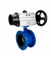 Затвор дисковый поворотный DN.ru WBV1331E-2W-F-H Ду50 Ру16 фланцевый, корпус - чугун GGG40, диск - нержавеющая сталь 304, уплотнение - EPDM, с пневмоприводом DN.ru PA-DA-105-1