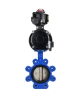 Затвор дисковый поворотный DN.ru WBV1616E-2W-Fb-H Ду125 Ру16 LUG корпус - чугун QT450, диск - чугун QT450, уплотнение - EPDM, с пневмоприводом DN.ru PA-DA-105-1, пневмораспределителем 4M310-08 AC220V и БКВ APL-510N EX