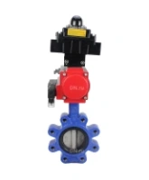 Затвор дисковый поворотный DN.ru WBV1631N-2W-Fb-H Ду150 Ру16 LUG корпус - чугун QT450, диск - нержавеющая сталь 304, уплотнение - NBR, с пневмоприводом DN.ru PA-SA-160, пневмораспределителем 4M310-08 AC220V и БКВ APL-410N EX
