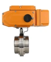 Затвор дисковый поворотный DN.ru WBV3131E-2W-T-H Ду50 Ру10 резьбовой, корпус - пищевая нержавеющая сталь 304, уплотнение - EPDM, с электроприводом QT-N-005EM-A1-220VAC-У1 c датчиком обратной связи и входным управляющим сигналом 4-20мА HARK