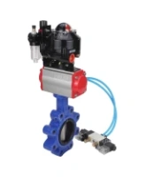 Затвор дисковый поворотный DN.ru WBV1631N-2W-Fb-H Ду150 Ру16 LUG корпус - чугун QT450, диск - нержавеющая сталь 304, уплотнение - NBR, с пневмоприводом DN.ru PA-SA-160, пневмораспределителем 4V320-08 AC220V, БКВ APL-510N EX и БПВ AFC2000