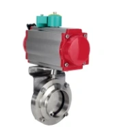 Затвор дисковый поворотный DN.ru WBV3131S-2W-W-H Ду80 Ру10 под приварку, пищевая нержавеющая сталь 304, уплотнение - Silicon, с пневмоприводом PA-DA-052, пневмораспределителем 4M310-08 AC220V и магнитным переключателем ALS200D