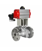 Кран шаровой DN.ru BV3232P(2pc)-FP-3WL-F-ISO-H Ду20 Ру16 HYMT, трехходовой L-тип, полнопроходной, фланцевый, корпус - нержавеющая сталь SS316, с пневмоприводом PA-DA-052 и пневмораспределителем 4M310-08 24В NAMUR