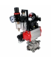 Кран шаровой DN.ru BV3232P(3pc)-FP-W-ISO-H Ду65 Ру25, полнопроходной под приварку, нержавеющая сталь SS316, уплотнение - PTFE, с пневмоприводом PA-DA-083 двойного действия, с пневмораспределителем 4M310-08 AC220V, с БКВ APL-210N, с БПВ AFC2000