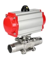 Кран шаровой DN.ru BV3232P(3pc)-FP-W-ISO-H LONG Ду65 Ру25 полнопроходной, корпус - нержавеющая сталь 316, уплотнение - PTFE, под приварку, с пневмоприводом DN.ru PA-DA-083